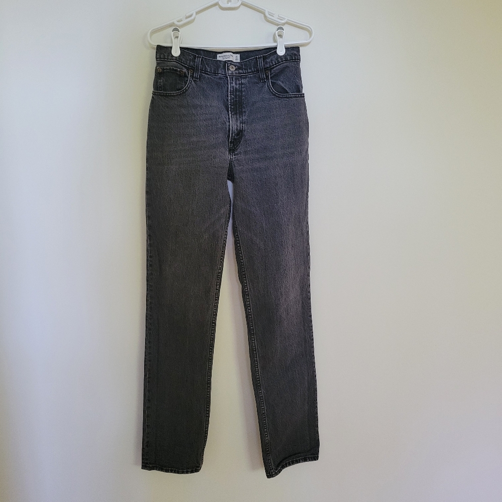 Abercrombie Jeans 90s Straight Black 27 XL Extra Long Ultra High Rise - Picture 4 of 5